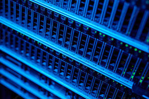 Blue Data Center Close-up Wallpaper