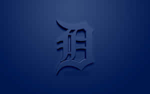 Blue Embossed Detroit Tigers Logo Wallpaper
