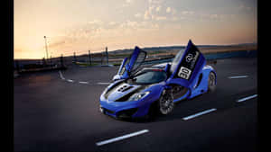 Blue Expensive Mclaren Open Door Wallpaper