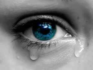 Blue Eye With Tears Wallpaper