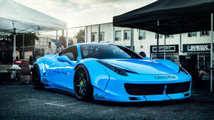 Blue Ferrari Racing Car Wallpaper