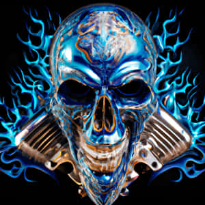 Blue_ Fire_ Skull_ Artwork Wallpaper