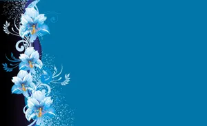 Blue Floral Background With White Flowers Wallpaper