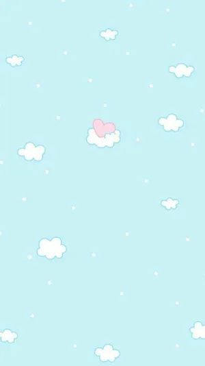 Blue Green Aesthetic Cloud Heart Wallpaper
