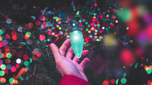 Blue-green Christmas Light Aesthetic Desktop Wallpaper