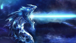 Blue-headed Light Dragon - A Mystical Creature In Night Sky Wallpaper