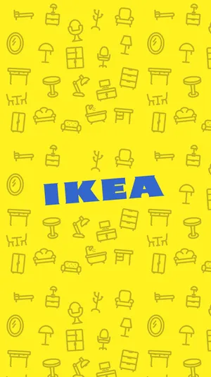 Blue Ikea Logo Cute Yellow Wallpaper
