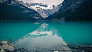 Blue Lake And Snowy Mountain Wallpaper