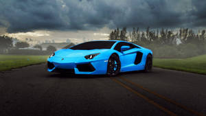 Blue Lamborghini Aventador Supercar Wallpaper