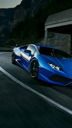 Blue Lamborghini Iphone In The City Wallpaper