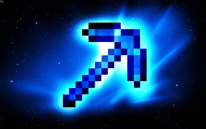 Blue Lit Axe Cool Minecraft Wallpaper