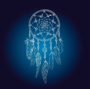 Blue Minimalist Dream Catcher Art Wallpaper