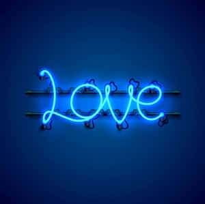 Blue Neon Love Sign Wallpaper