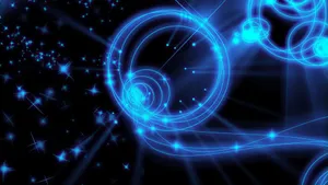 Blue Neon Orb Spins Its Way Through The Night Sky Wallpaper