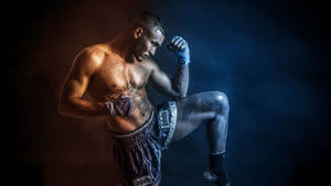 Blue Orange Muay Thai Form Wallpaper