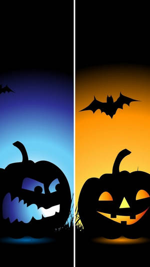 Blue Orange Pumpkins Halloween Phone Wallpaper