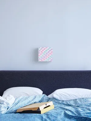 Blue Pastel Aesthetic Artwork Above Bed Wallpaper