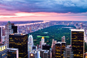 Blue Pink Sunset New York Computer Wallpaper