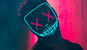 Blue Red Neon Purge Mask Wallpaper