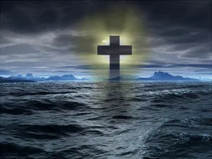 Blue Sea With Beautiful Cross Wallpaper