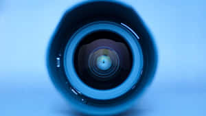 Blue Security Camera Lens Close Up Shot Wallpaper