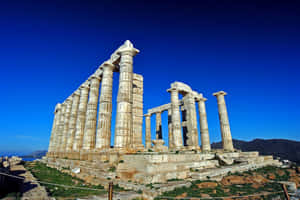 Blue Sky At Temple Of Poseidon Wallpaper