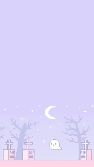 Blue Sky Cemetery Ghost Aesthetic Wallpaper
