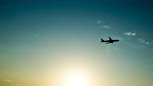 Blue Sky Silhouette Plane Background Wallpaper