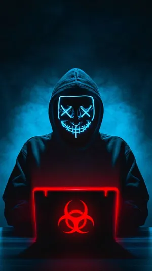Blue Smoke Hacker Mask Wallpaper