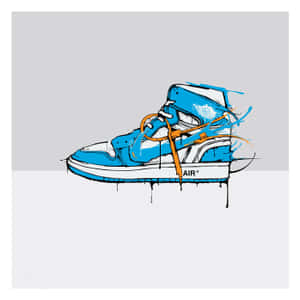 Blue Sneakers Art Wallpaper