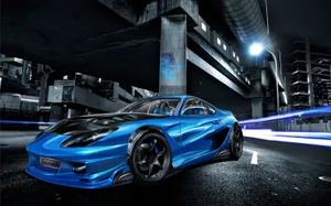 Blue Street Racing Car Wallpaper