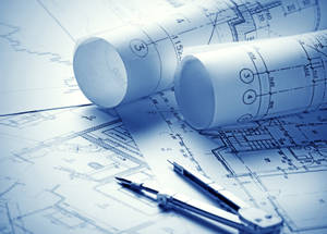 Blue-tinted Civil Engineering Blueprints Wallpaper