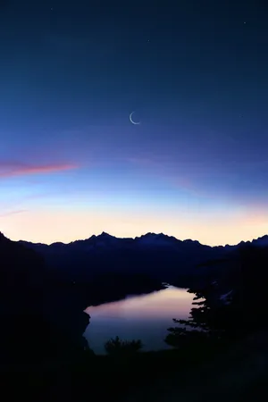 Blue Violet Sky Crescent Moon Wallpaper