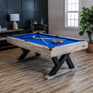 Blue Wooden Pool Table Wallpaper