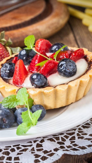 Blueberry And Strawberry Tart 2160x3840 Wallpaper