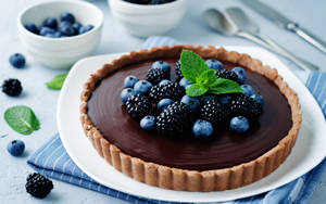 Blueberry Chocolate Tart Desserts Wallpaper