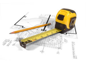 Blueprints With Measuring Tape And Pencil Wallpaper