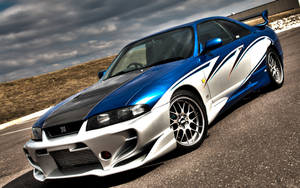 Bluish Silver Nissan Skyline Gtr R33 Wallpaper