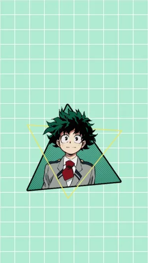 Bnha Midoriya With Geometrical Patterns Wallpaper