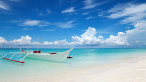 Boat On Beach Google Meet Background Wallpaper