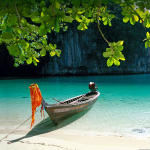 Boat On Shore Wallpaper