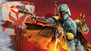 Boba Fett - Legendary Bounty Hunter On Red Background Wallpaper