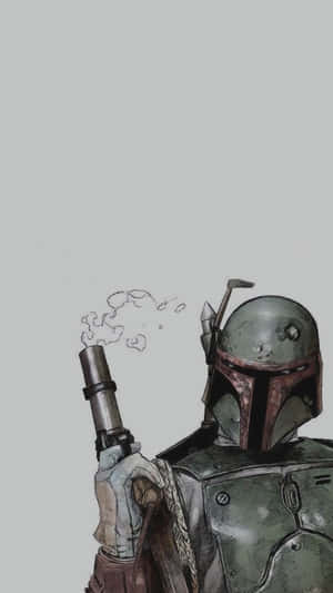 Boba Fett On Grey The Mandalorian Iphone Wallpaper