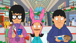 Bobs Burgers Belcher Siblings With Food Wallpaper