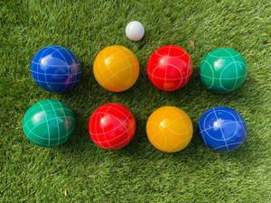 Bocce Ball Rows On Grass Wallpaper