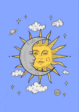 Bohemian Sun Moon Artwork Wallpaper