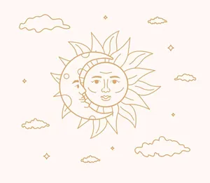 Bohemian Sun Moon Artwork Wallpaper