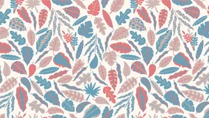 Boho Aesthetic Pink And Blue Leaves Wallpaper