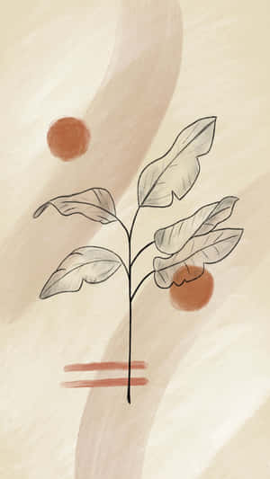 Boho Leaves With Neutral Colors Wallpaper