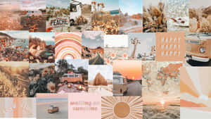 Boho Light Pink Photo Collage Laptop Wallpaper